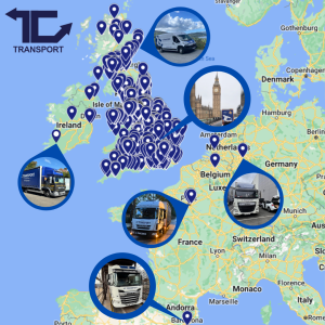 Map of the UK and Europe with pinpoints of where IC Transport has delivered in 2024